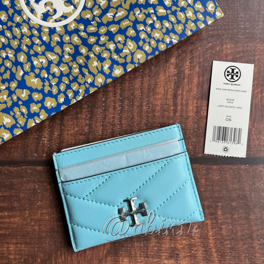 NWT Tory Burch Gorgeous Blue Leather Card Holder